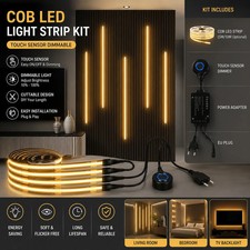 Touch Dimmable Cob Led Strip Kit Black Pcb 12v For Acoustic Wood Slat Wall Panel