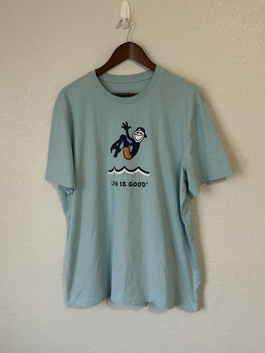 Camisa Life Is Good Adulto Talla XL Azul Manga Corta Gráfica Camiseta Informal Para Hombre - Imagen 2 de 8