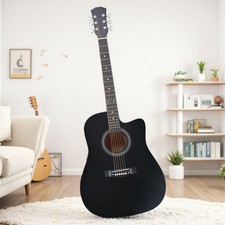41-Inch Acoustic Beginner Guitar Set - Dreadnought, Cutaway, Capo, Tuner  Black