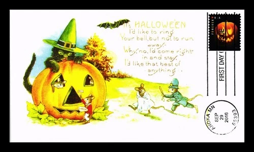 US COVER HALLOWEEN JACK O LANTERNS FIRST DAY ISSUE PANDA CACHET