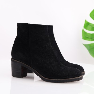 Roberto Del Carlo Womens Boots Size 40 10 Black Suede Heel Booties Crepe Sole