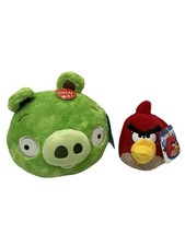 Angry Birds Plush Green Pig Bad Piggie  1st Gen Red Bird With Tags