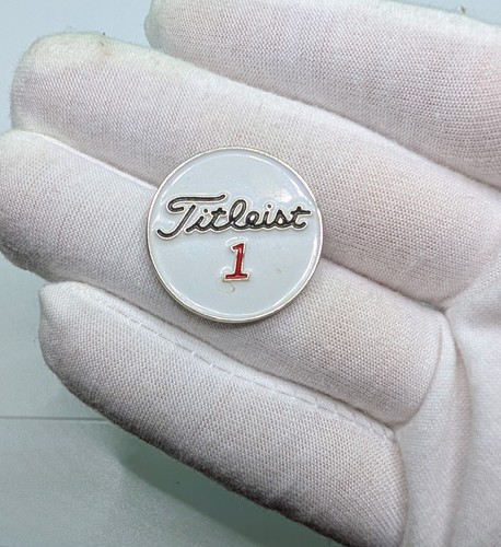 Titleist 1 White Enamel Metal Golf Ball Marker Script Logo