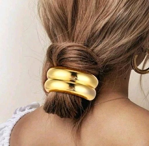 6 piezas corbata de metal para mujer accesorios geométricos dorados puños elásticos Foto 4 de 4