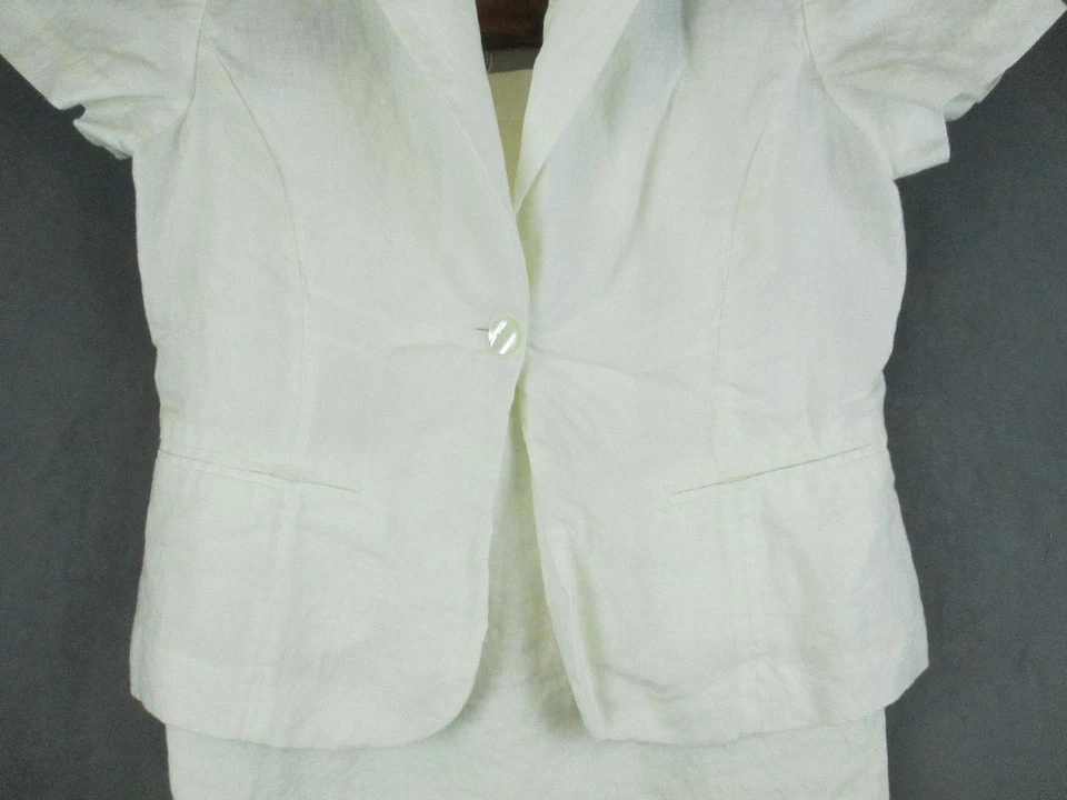 Marina Burkhardt юбка костюм женщин 36 38 экрю льняной блейзер карандаш офис официальный - Изображение 2 из 4