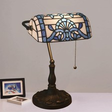 Tiffany Style Bankers Table Lamp Stained Glass Piano Desk Lamp Vintage Bedroo...