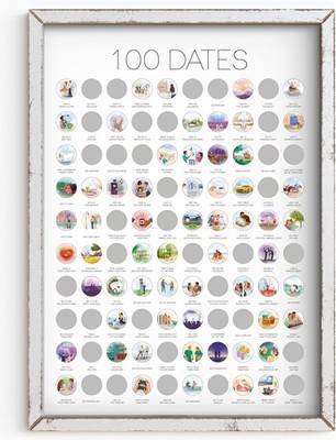 100 Date Ideas Scratch Off Poster Couples Bucket List Anniversary Wedding Gift