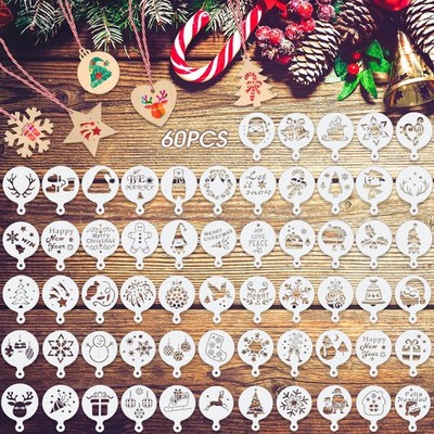 Honeydak 60 Pcs Christmas Stencils Crafts Reusable for Painting on Wood... 