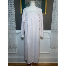 Miss Elaine Pink Floral Jacquard Lace Long Sleeve Nightgown L