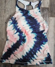 Athleta Maldives High Neck Swim Top Tankini Size S 36B/C Blue Pink Tie Dye