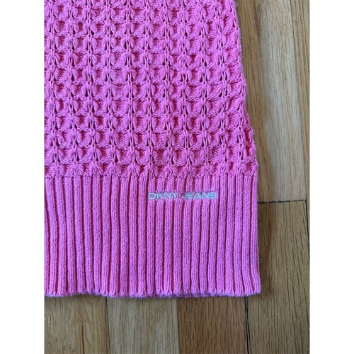VTG DKNY JEANS XS Pink Sleeveless Turtleneck Sweater Vest crochet 90’s Y2K - Picture 2 of 7