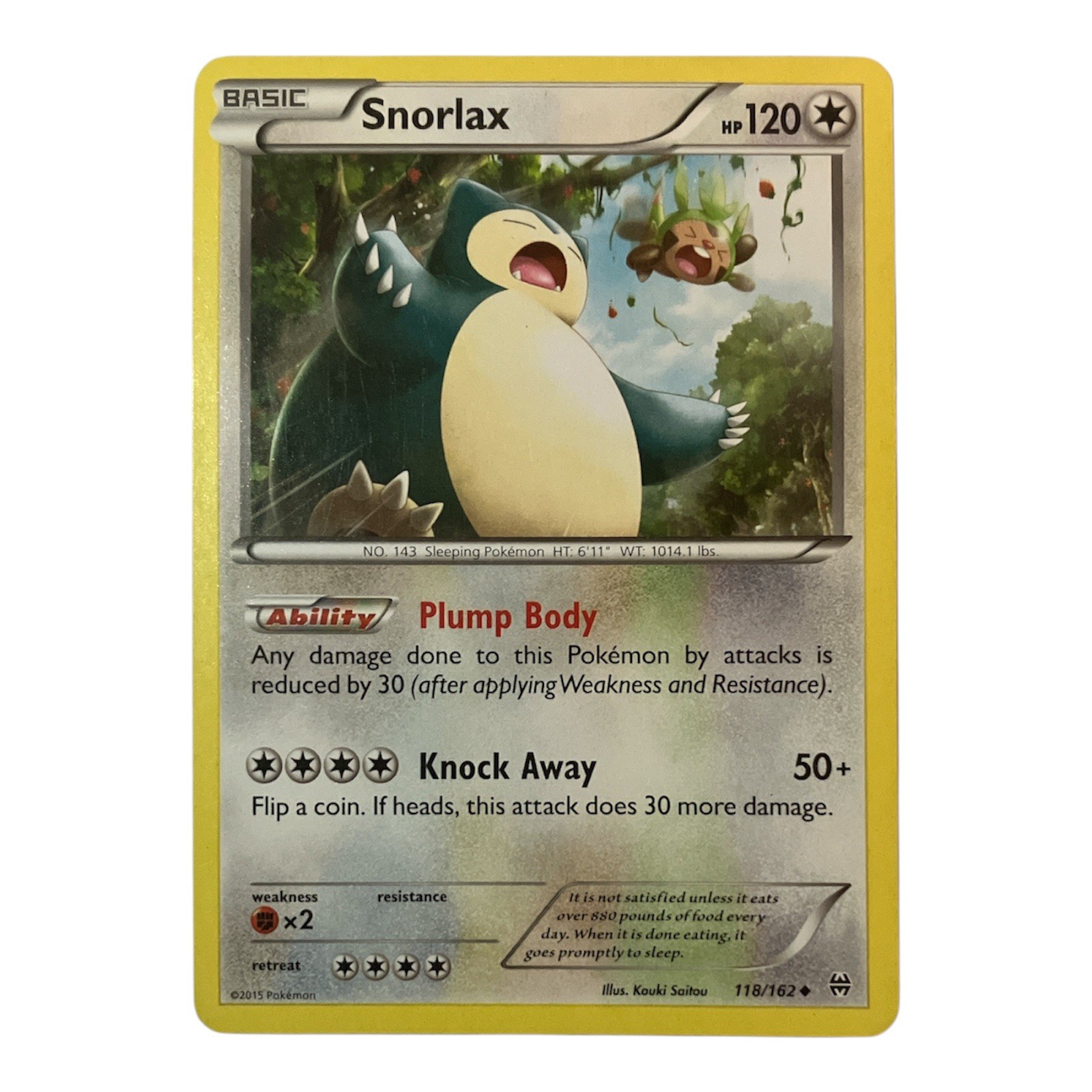 Pokemon TCG Snorlax Breakthrough Uncommon 118/162 Hp Heavily Played
