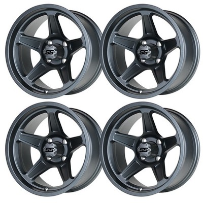 4 Pack Arisun Series 88 Ram 12 x 7 Full Matte Gunmetal Golf Cart Wheel