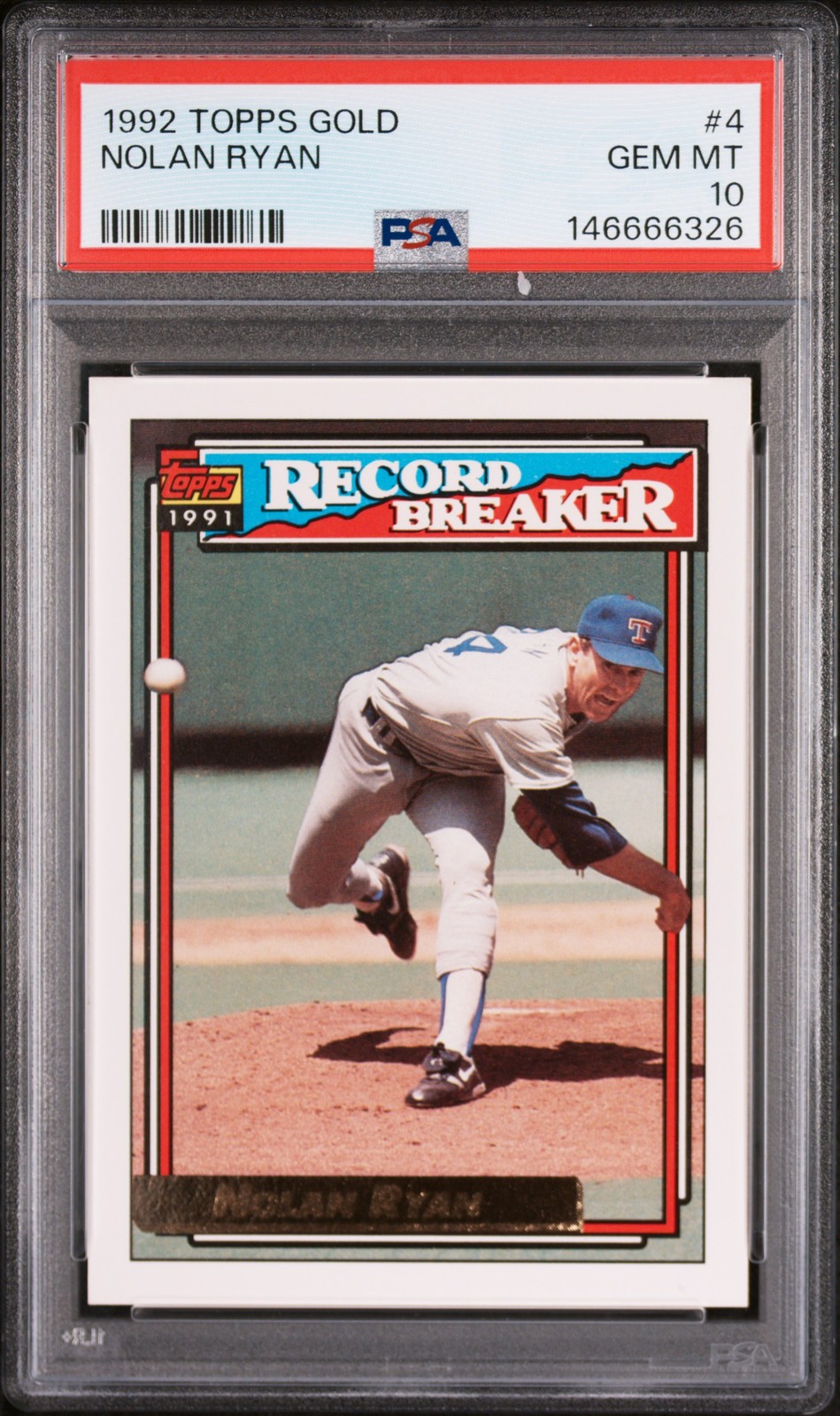 1992 TOPPS GOLD #4 NOLAN RYAN PSA 10
