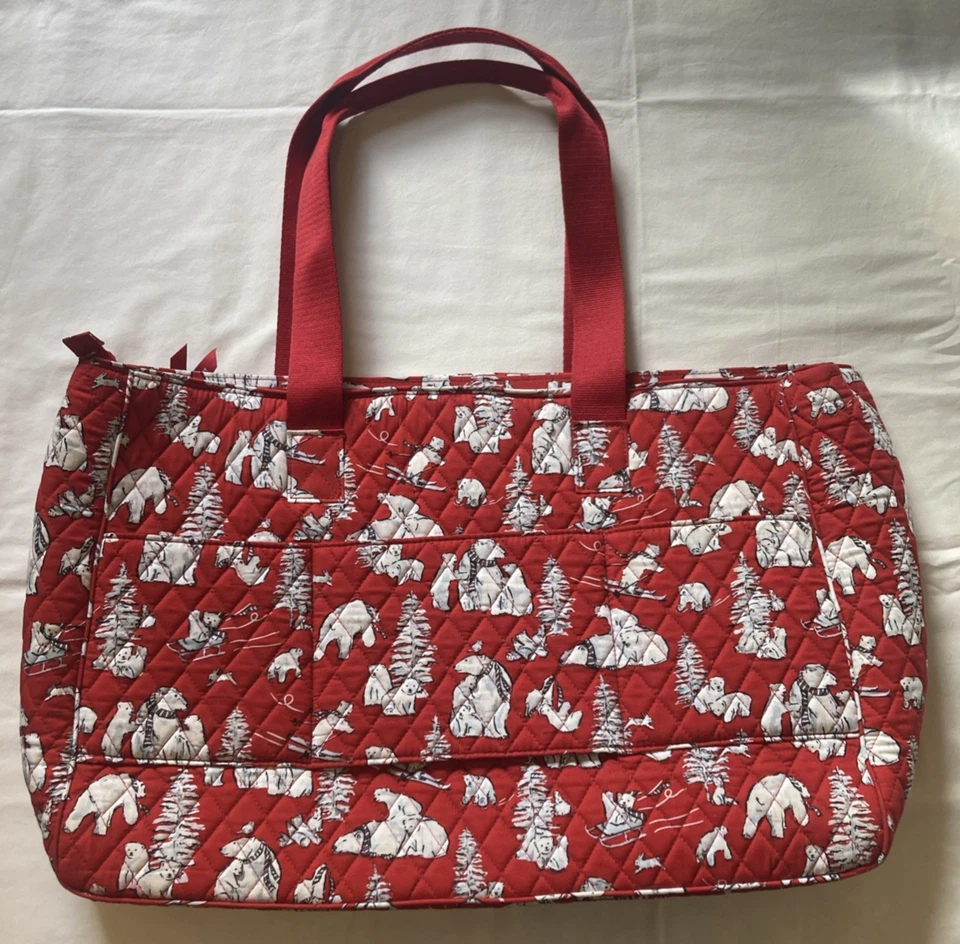 Vera Bradley Dual Compartment Travel Bag Beary Merry Red Laptop / Work / School - Image 3 of 4