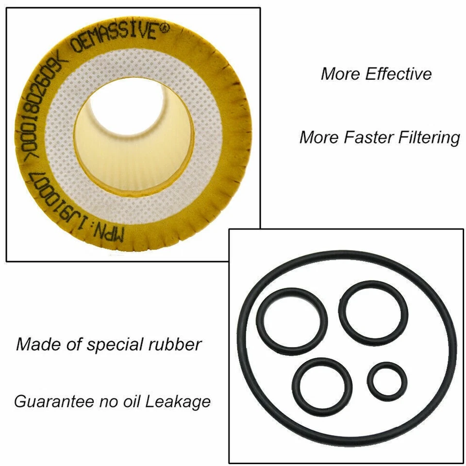 Cartucho de filtro de aceite con anillos para Mercedes Benz A 0001802609 EE. UU. Foto 3 de 4