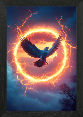 Adler im Feuerring gerahmtes Wandbild Poster Leinwanddruck Bild