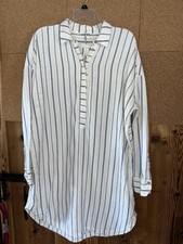 Free People Shirt Dress Blue White Stripe button Front Collar Size M