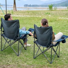 Oversized Heavy Duty Camping Chairs 550 LBS Folding Big & Tall Navy Picnic