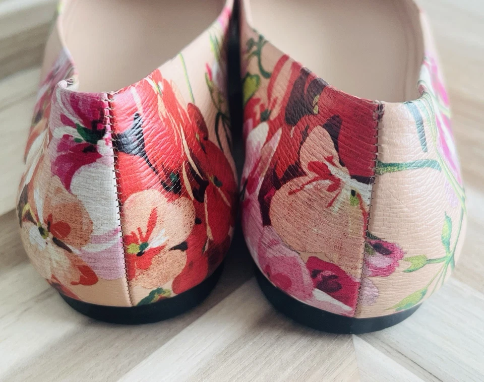 GUCCI Shangai Piel de becerro Estampado Flores Ballet Pisos Multicolor Rosa Albaricoque Talla 39.5 Foto 4 de 4