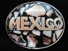 OC01154 VINTAGE 1970s  ABALONE SHELL  SOUTHWESTERN DESIGN BELT BUCKLE
