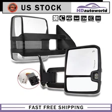 Pair Chrome Tow Mirrors For 99-02 Chevy Silverado Sierra Power Heated LED Signal
