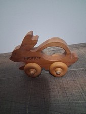 Vintage Hardwood Push Whale Toy With Wheels