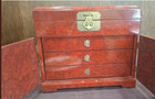 Extraordinary Vintage Chinese Chinoiserie Jewelry Box with Jade Figure Overlays — photo 4