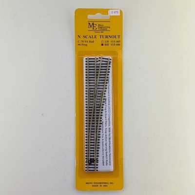 Micro Engineering RH 15-406 N Scale Right Hand Turnout C-70 NS Rail #6 Frog