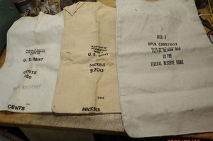 3 OLDER EMPTY, U.S. MINT AND FEDERAL RESERVE MONEY AND COIN BAGS