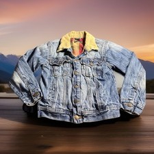 Eddie Bauer Blue Denim Corduroy collar Flannel lined Jacket Youth Kids Size M