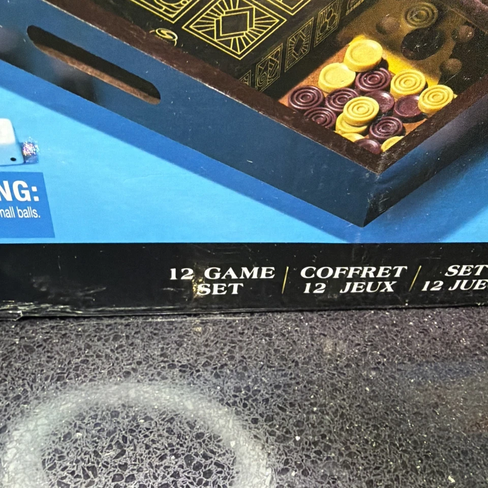 Cardinal Classics 12 in 1 Wooden Game Set Chess Checkers Backgammon New & Sealed - Image 3 of 4