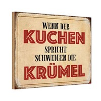 Holzschild 20X30 Cm Wenn Kuchen Spricht Schweigen KüChe Kochen Deko Geschenk Hol