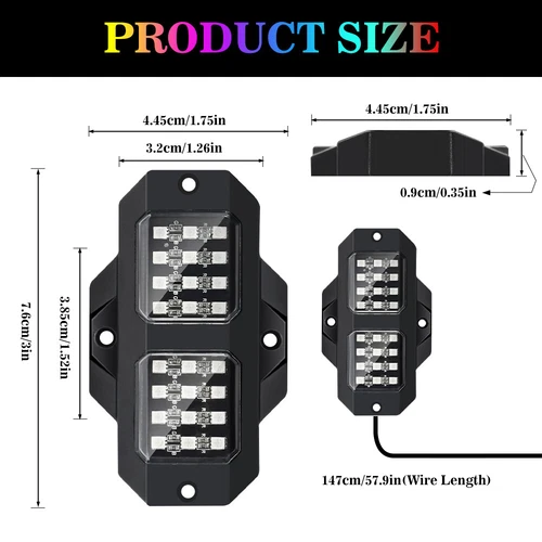 8/12 Pods RGB LED Rock Light Kit Neon Led Underglow for Truck SUV ATV OffRoad - Picture 9 of 22