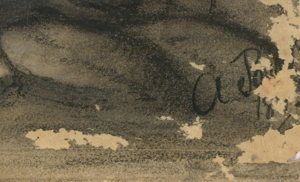 Dibujo de tiza y carbón de finales del siglo XIX - El Avon cerca de Bristol Foto 4 de 4