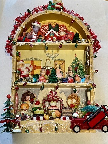 VINTAGE CHRISTMAS Revamped Diorama Vintage Santa Ballerina Trees Handmade Items