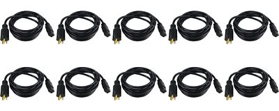 Heavy Duty 12 AWG AC Power Cord NEMA 6-20P-C19 (Black (6ft) 2M) (10 Pack)