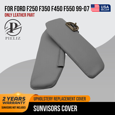 Sunvisors Extension Covers Leather for Ford F250 F350 F450 99-07 Med Flint Gray