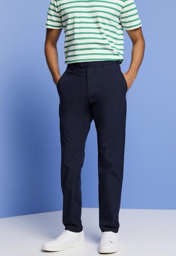 Esprit Men’s Poplin chino trousers Navy Blue Size UK 32L - 第 1/7 張圖片