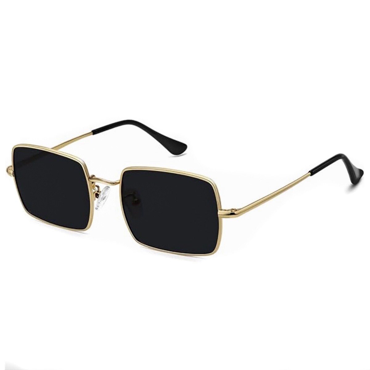 Rectangle Retro Gold Metal Frame Polygon Women Men Square Black