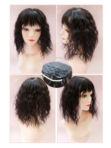 Us-Clip Water Wavy Synthetic Top Wiglet Hair Topper Hairpieces With Bangs - Picture 4 of 12