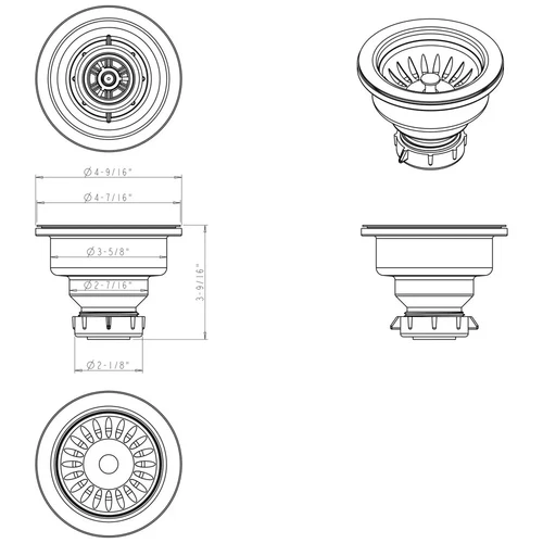 3.5" Stainless Steel Kitchen Sink Basket Strainer Drain STRAINER-200 - Picture 2 of 2