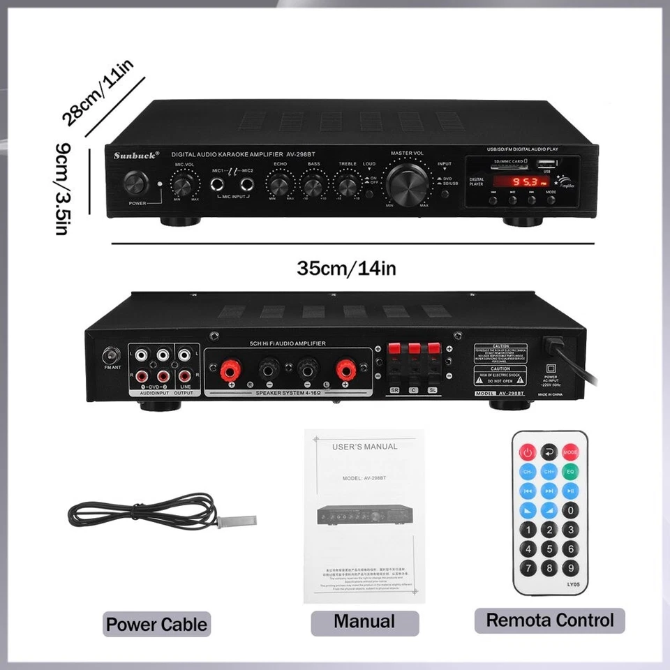 2000W Verstärker Musikverstärker Stereo Amplifier HIFI USB Digital Bluetooth FM - Bild 4 von 4