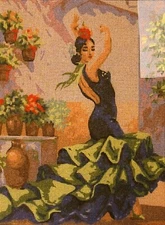 "Flamenco" Printed Needlepoint Tapestry  Canvas Collection D'art 10323
