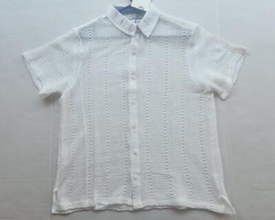 Fly By Night Men's Apparel See-Thru White Crochet Polo Shirt - Size: Medium