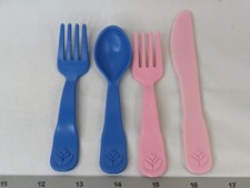Fisher Price Fork Spoon Knife Lot Pink Blue Vintage