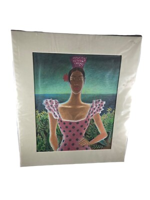Gypsy Andalucía Jorge Fin Original Lithographie Vintage 34 x 40 cm Signiert RIU