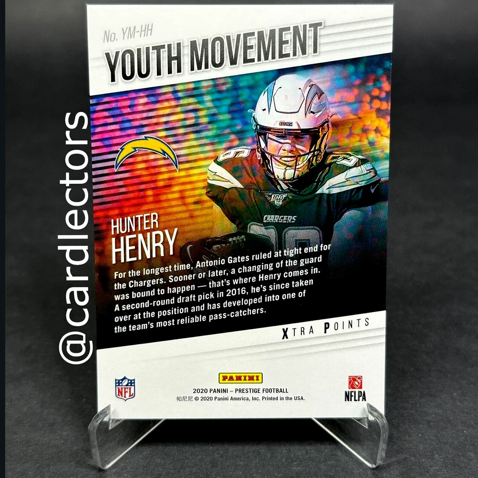 2020 Panini Prestige HUNTER HENRY Youth Movement #YM-HH Blue Xtra Points SP /299 - Image 2 of 3