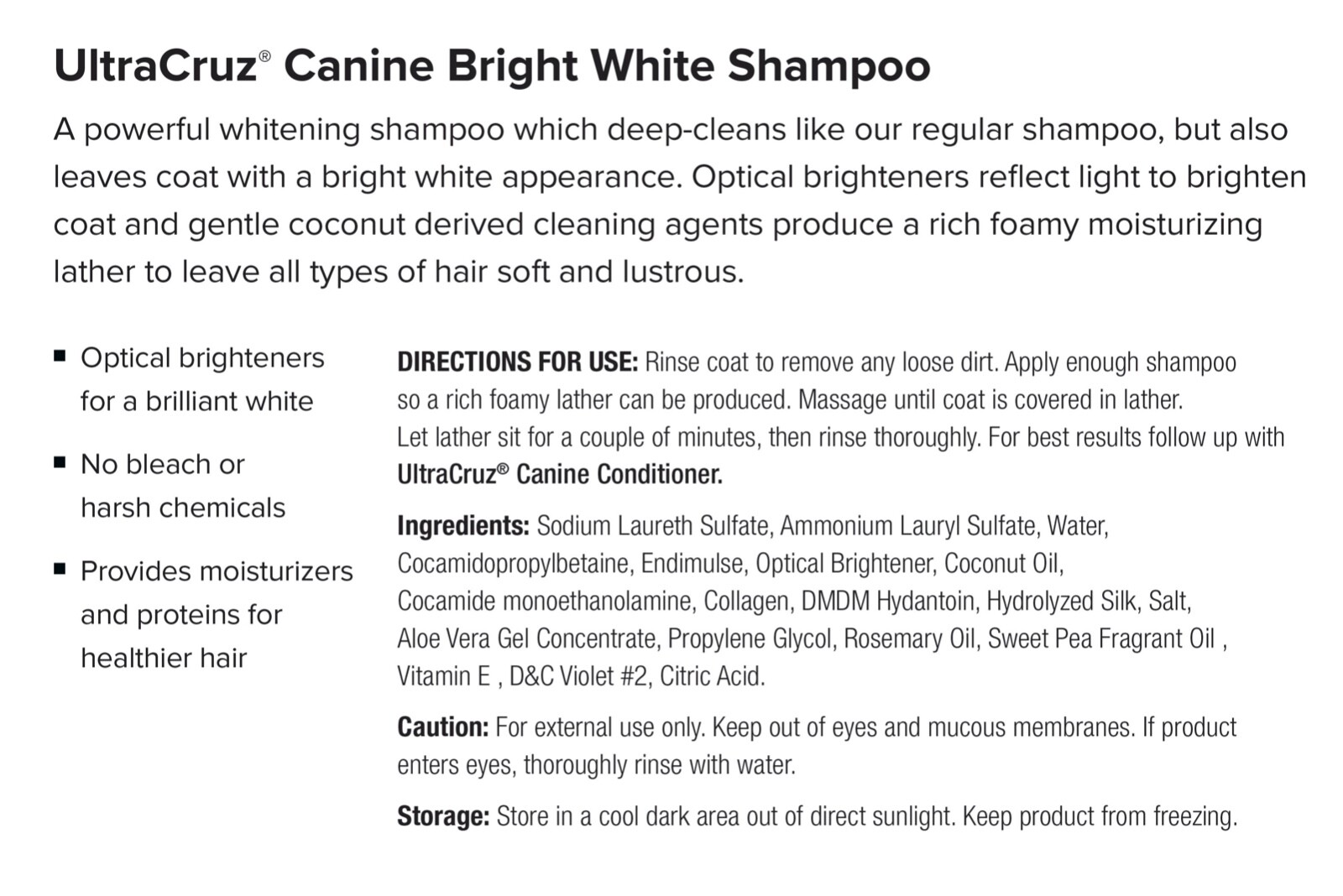UltraCruz Canine Bright White Dog Shampoo, 1 Gallon