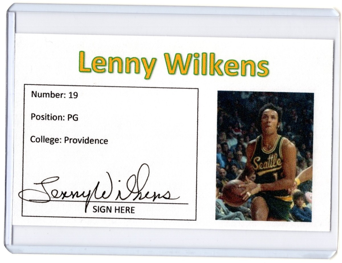 LENNY WILKENS NBA SuperSonics Auto Autographed Signed 3x5 Index 
